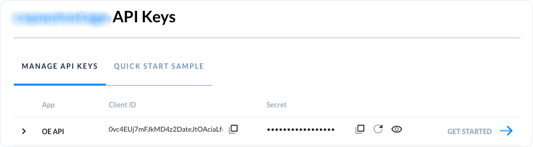OE API Keys in the Emporix Developer Portal