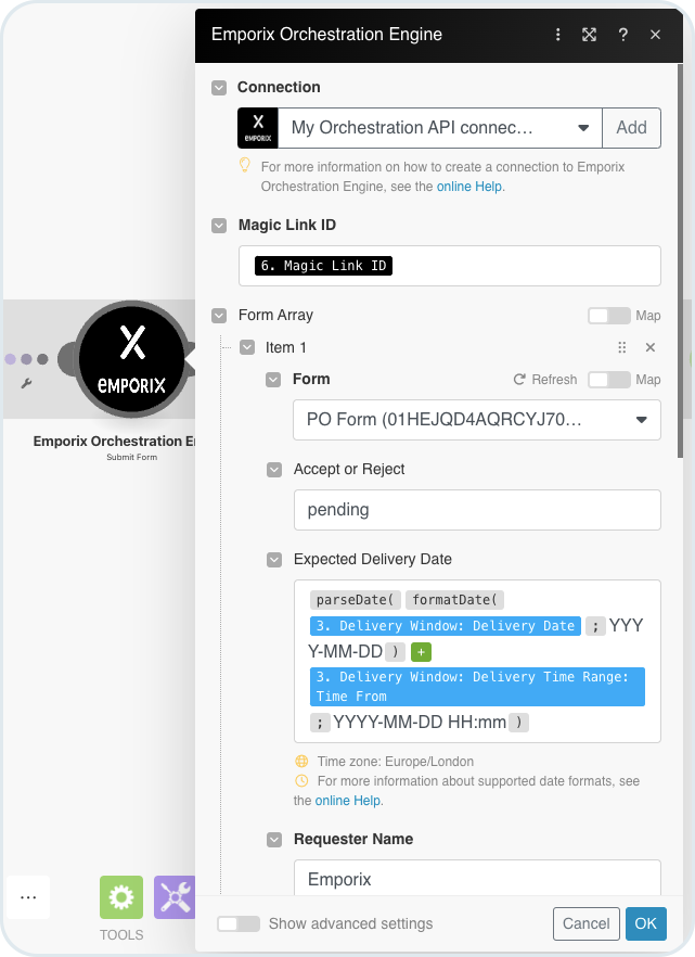 Submit Form module with field mapping