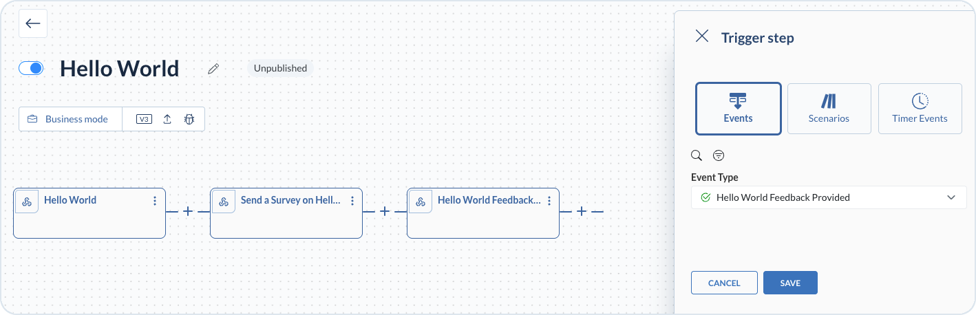 Hello World Feedback Provided trigger added to the value stream