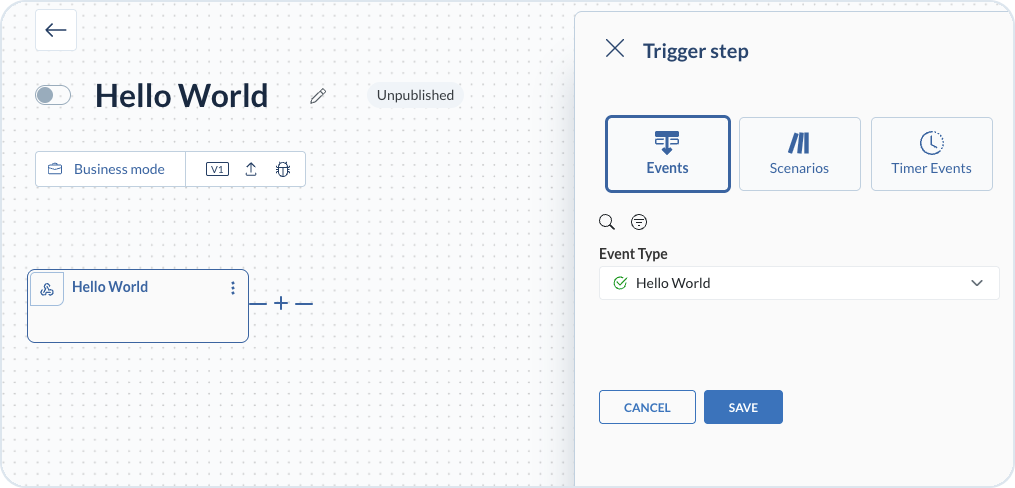 Hello World value stream with trigger configured