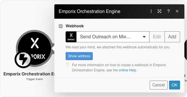Trigger Event webhook connection in Make