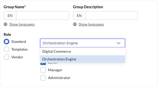 Role assignment with Orchestration Engine selected