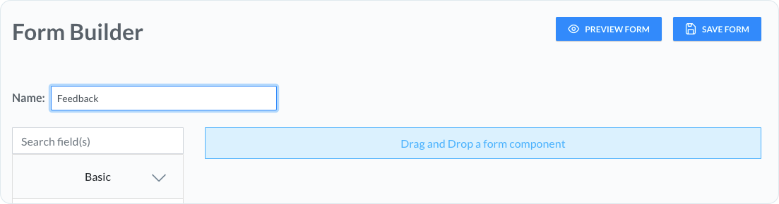 New Feedback form in Form builder