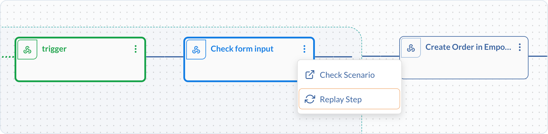 Replay Step option in the debugger step menu