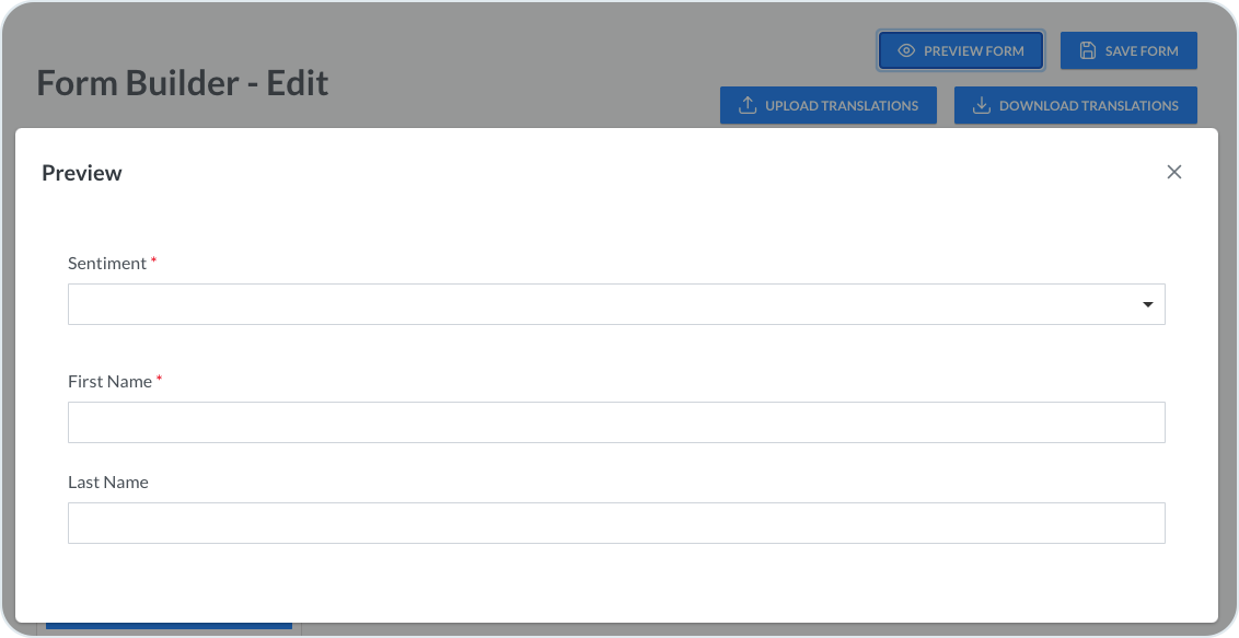 Feedback form preview