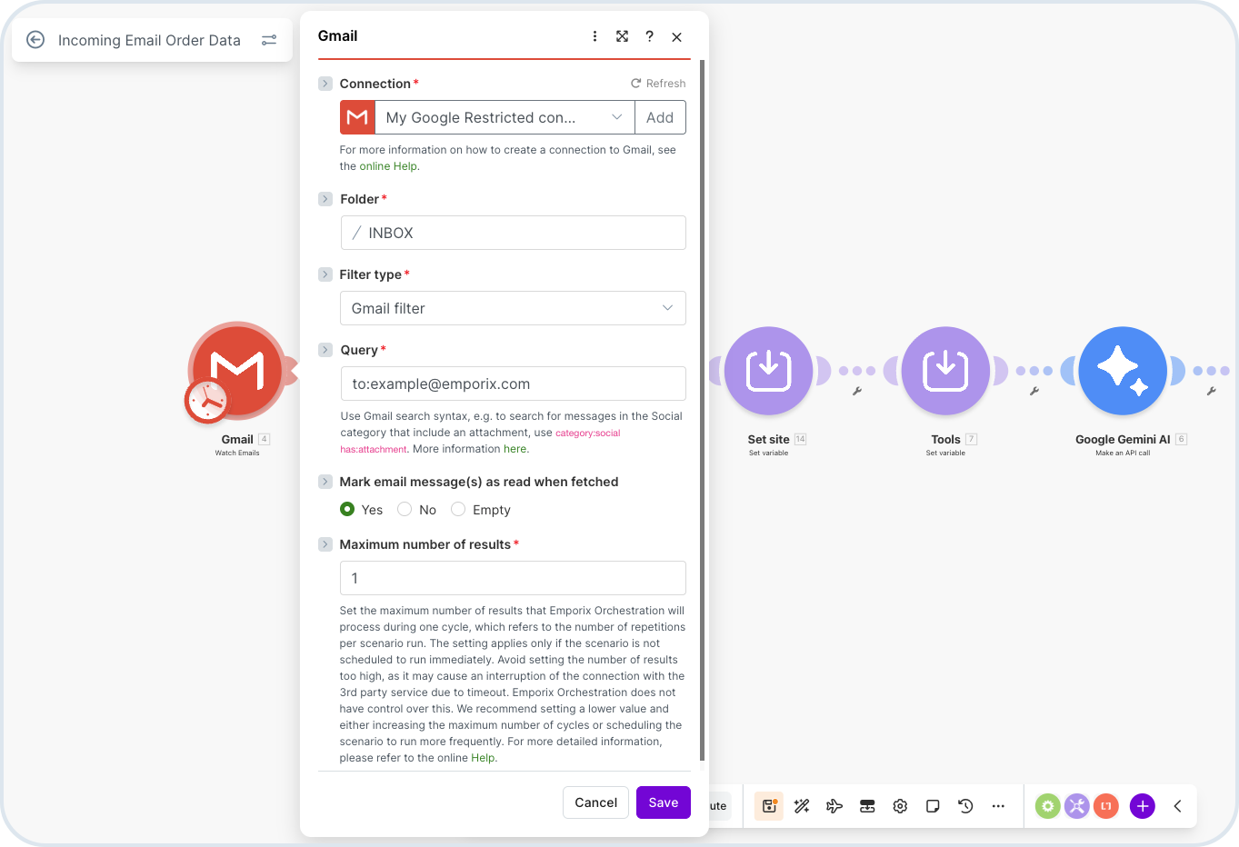 Order Intake Email Module