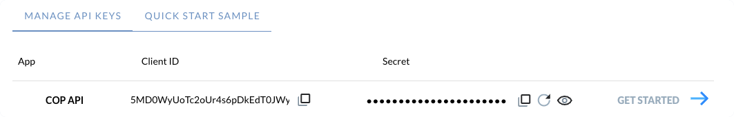 COP API keys in the Developer Portal