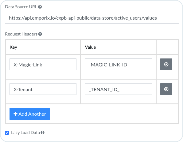 Form dropdown data source URL and request headers configuration