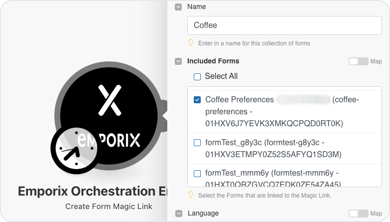 Create Form Magic Link module with Coffee Preferences form selected