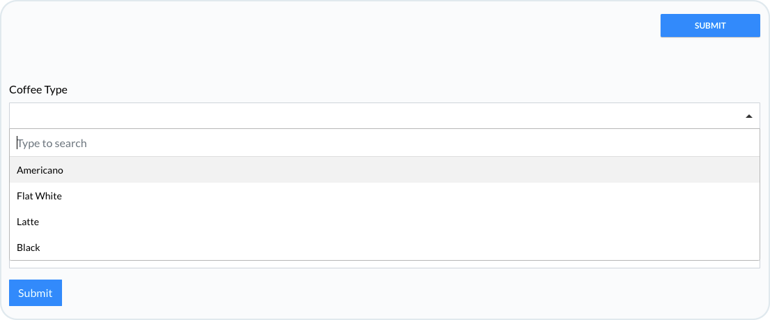 Submitted form with selected coffee option