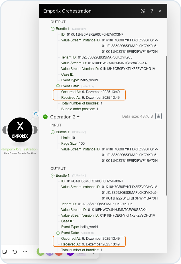 List a Process Context Event Log module configuration