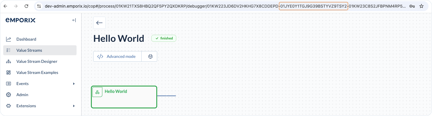Tenant ID in the value stream instance URL