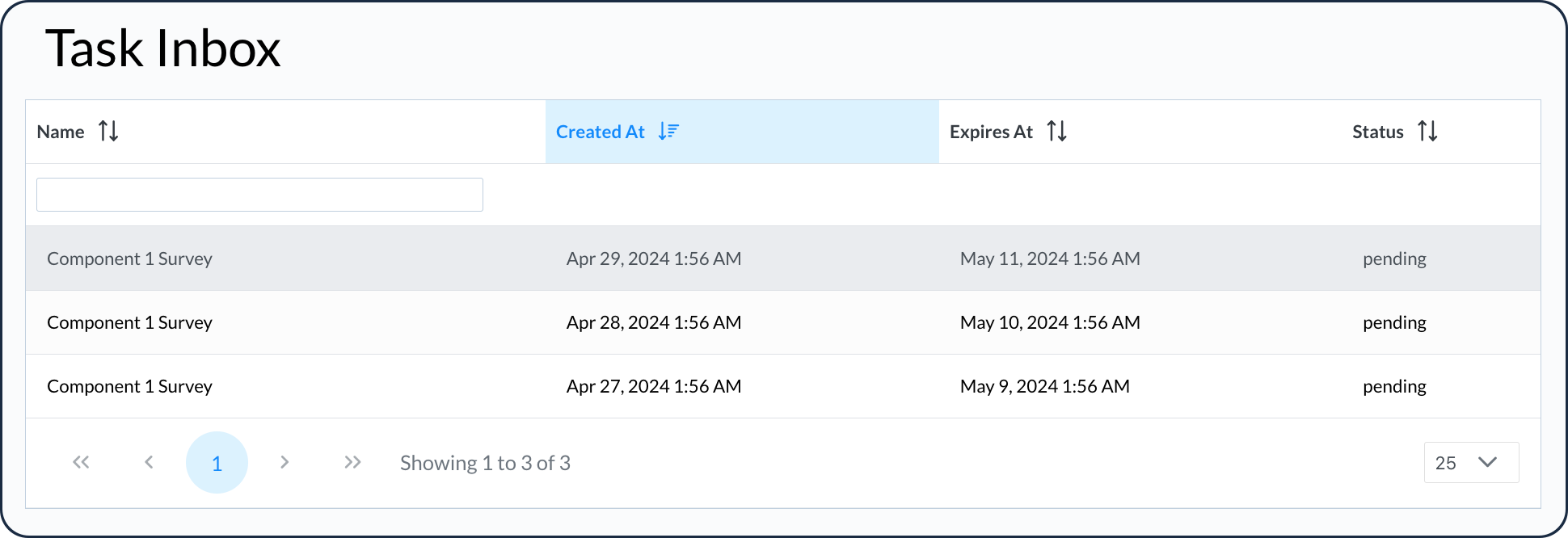 External Task Inbox task list