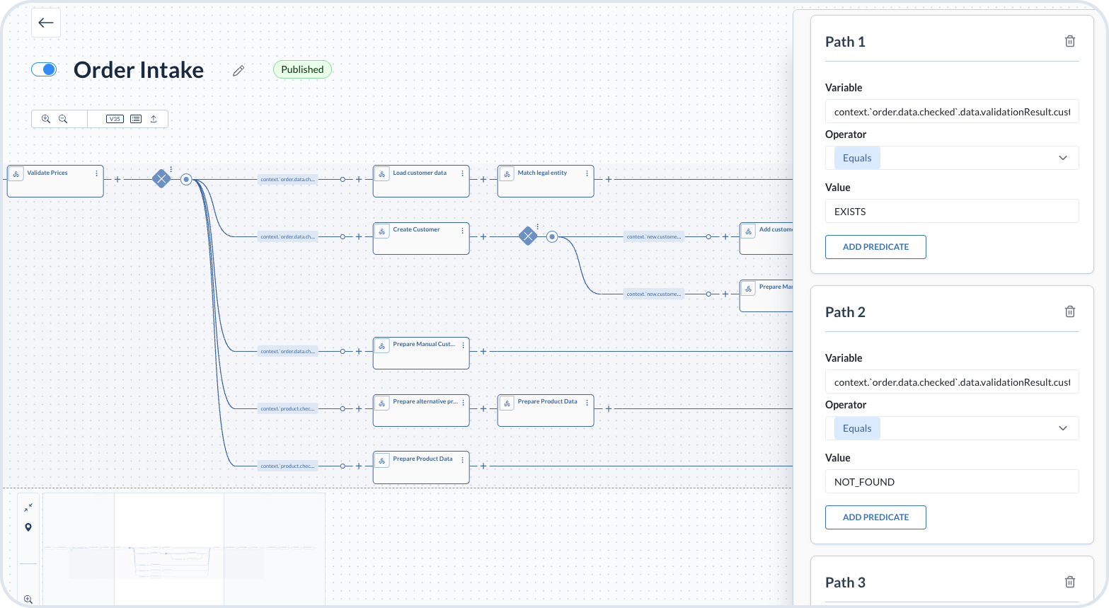 Conditional step paths variables