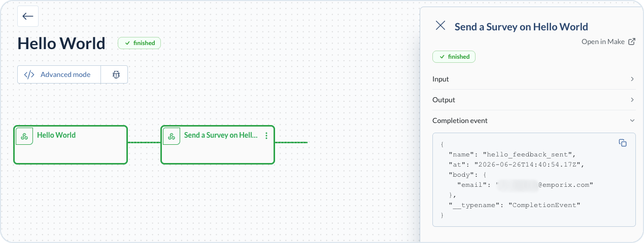 Debugger showing the new process step